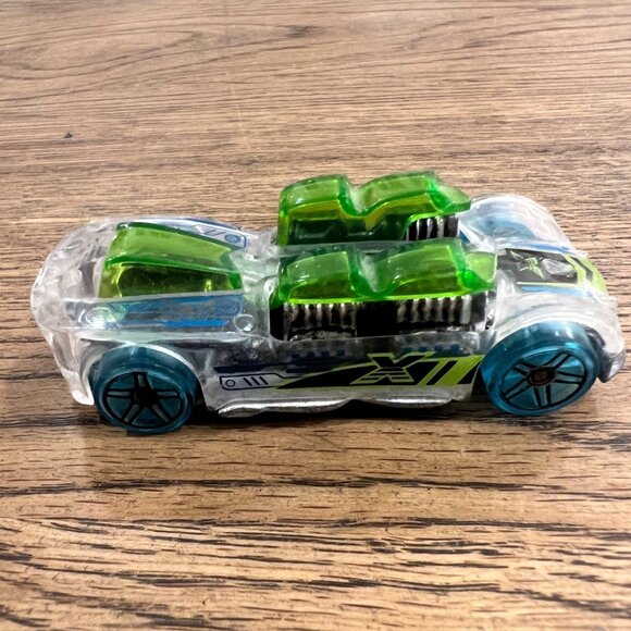 Hot Wheels 2004 What 4 - 2 Transparent Car W/ Green Accents & Blue Wheels - Picture 1 of 6